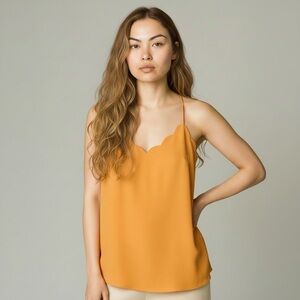 J.Crew | Golden Yellow Scalloped Racerback Cami Top Size 2/XS Summer Spring